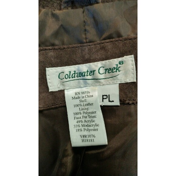 Coldwater creek coat womens  P Large 100% leather shell brown full zip - Picture 4 of 6